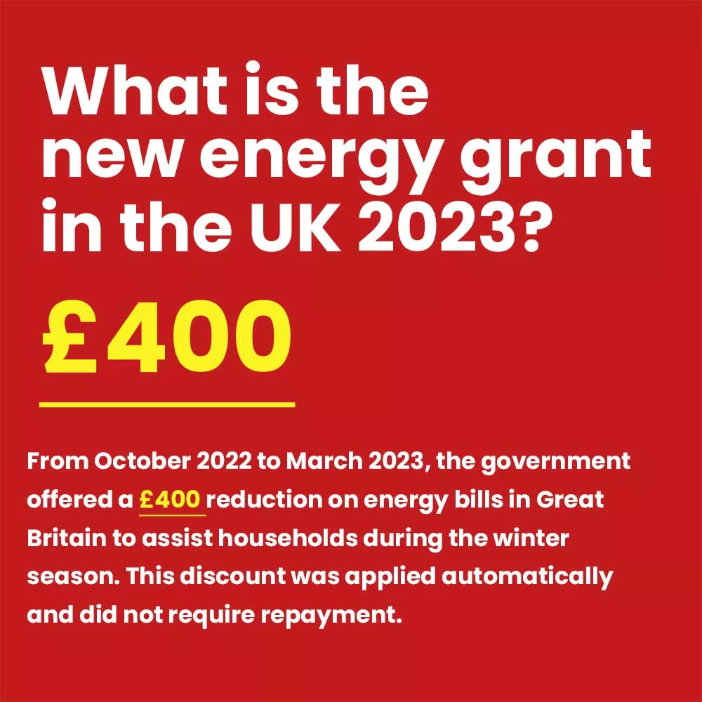 What is the new energy grant in the UK 2023?